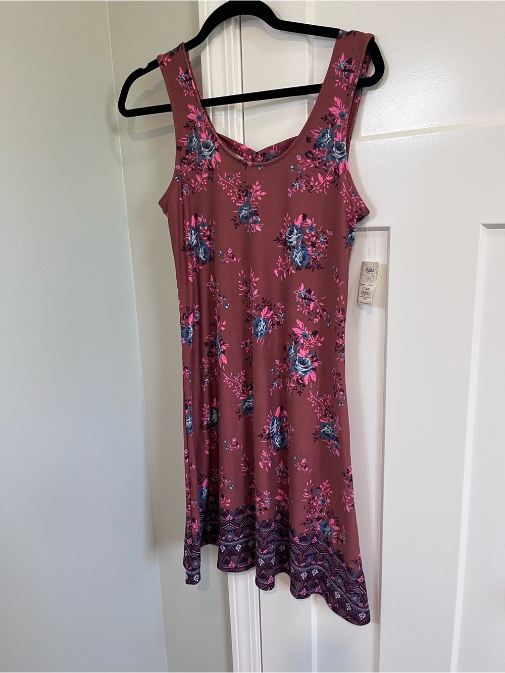 Mudd Mauve Floral Dress with Pink and Blue Accents